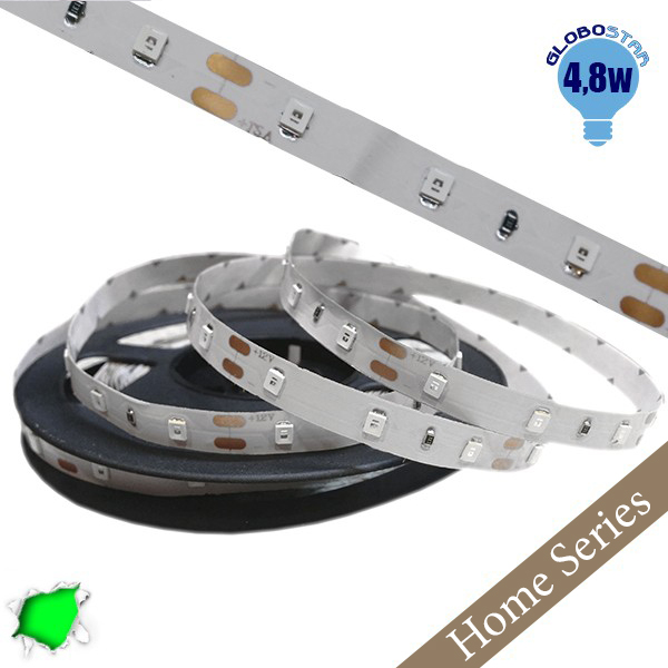 Ταινία LED Λευκή Home Series 5m 4.8W/m 12V 60LED/m 3528 SMD 200lm/m 120° IP20 Πράσινο GloboStar 33405 2 Ταινία LED Λευκή Home Series 5m 4.8W/m 12V 60LED/m 3528 SMD 200lm/m 120° IP20 Πράσινο GloboStar 33405