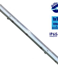 1 x 120cm Πλαστικό Σκαφάκι για Λάμπα Φθορίου LED Τροφοδοσίας Ενός Άκρου Αδιάβροχο IP65 GloboStar 40003