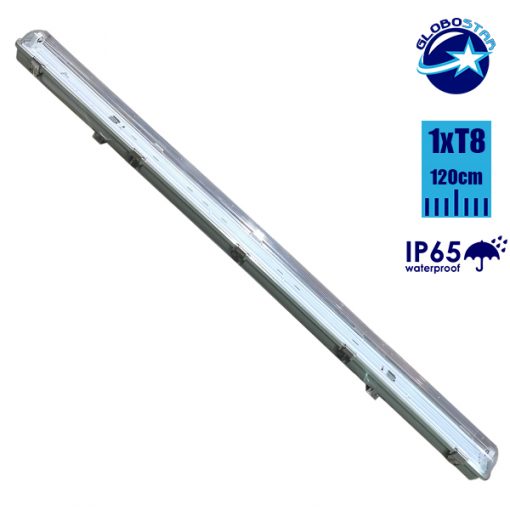 1 x 120cm Πλαστικό Σκαφάκι για Λάμπα Φθορίου LED Τροφοδοσίας Ενός Άκρου Αδιάβροχο IP65 GloboStar 40003
