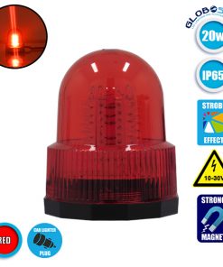 Φάρος Πυροσβεστικής STROBO 100 LED 20W 10-30V IP65 Αδιάβροχος με Μαγνήτη Strobe Κόκκινος GloboStar 34228