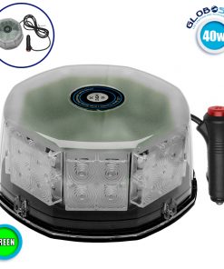 Φάρος Ασφαλείας Security STROBO LED 40W 10-30V IP65 Αδιάβροχος με Μαγνήτη Πράσινος GloboStar 34233