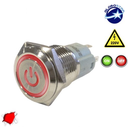 Διακοπτάκι LED ON/OFF 230 Volt 4 Ampere Κόκκινο GloboStar 05051