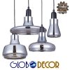 GloboStar® FEMINE 01011 SET 4 Μοντέρνα Κρεμαστά Φωτιστικά Οροφής Γυάλινα Φιμέ Χρωμίου Μονόφωτα Καμπάνα