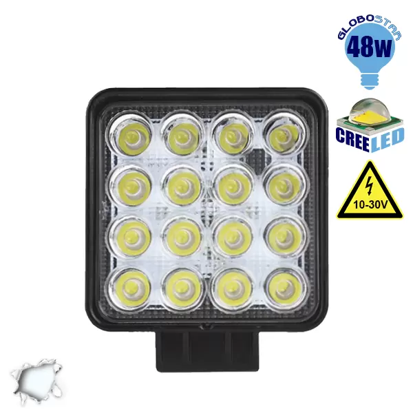 Προβολέας LED Εργασίας Τετράγωνος 48W 10-30V 6720lm 30° Αδιάβροχος IP65 Ψυχρό Λευκό 6000k GloboStar 50000 3 Προβολέας LED Εργασίας Τετράγωνος 48W 10-30V 6720lm 30° Αδιάβροχος IP65 Ψυχρό Λευκό 6000k GloboStar 50000