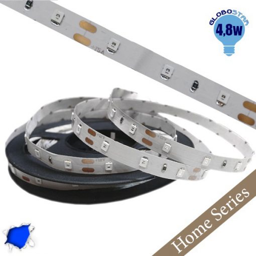 Ταινία LED Λευκή Home Series 5m 4.8W/m 12V 60LED/m 3528 SMD 200lm/m 120° IP20 Μπλε GloboStar 33404