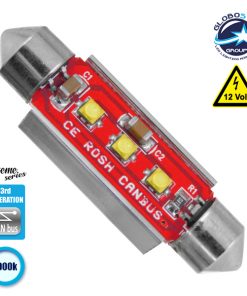 Σωληνωτός LED 42mm Can Bus με 3 CREE LED Ψυχρό Λευκό GloboStar 40172