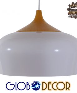 GloboStar® VILI WHITE 01260 Μοντέρνο Κρεμαστό Φωτιστικό Οροφής Μονόφωτο Λευκό Μεταλλικό Καμπάνα Φ40 x Y27cm
