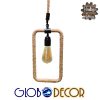 GloboStar® AURELIA 01237 Vintage Industrial Κρεμαστό Φωτιστικό Οροφής Μονόφωτο Μαύρο Μεταλλικό με Μπεζ Σχοινί Μ33 x Π18 x Υ22cm