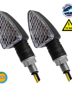 LED Φλάς Σετ 2 Τεμαχίων Μοτοσυκλέτας Universal Triangle με 15 LED Πορτοκαλί GloboStar 44540