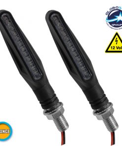 LED Φλάς Σετ 2 Τεμαχίων Μοτοσυκλέτας Universal Line με 12 LED Πορτοκαλί GloboStar 44542