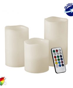 Διακοσμητικά Κεριά LED με Τηλεχειριστήριο Σετ 3 Τεμαχίων RGB GloboStar 22800