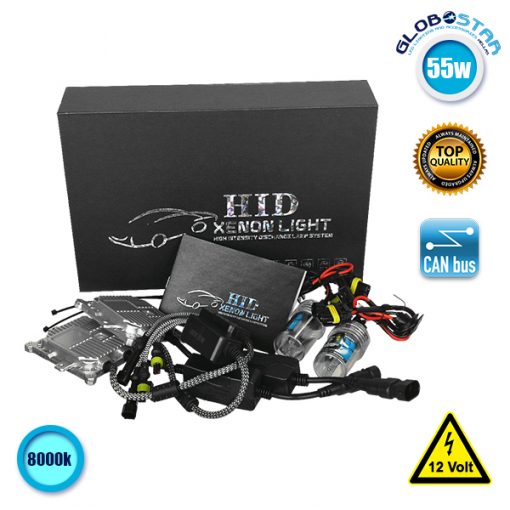 Σετ Φωτισμού Xenon Can Bus 55 Watt 12 Volt H7 Slim Ballast 8000k GloboStar 47401
