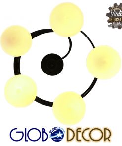 GloboStar® SELINA 01090 Μοντέρνο Φωτιστικό Οροφής Πολύφωτο Μαύρο Μεταλλικό με Λευκό Γυαλί Φ63 x Y47cm 21 489ca6 01090 2
