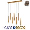 GloboStar® WOODFALLS 01253 Μοντέρνο Κρεμαστό Φωτιστικό Οροφής Πολύφωτο με Ενσωματωμένο Φωτισμό LED 3000k Μπεζ Ξύλινο Μ70 x Π8 x Υ33cm
