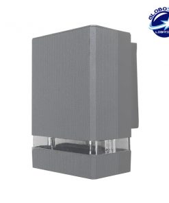 Φωτιστικό Τοίχου Quatro Ασημί Αλουμινίου Αδιάβροχο IP65 Down Gu10 GloboStar 90065