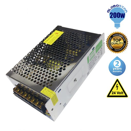 LED Τροφοδοτικό DC 200W 24V 8.3 Ampere IP20 GloboStar 77465