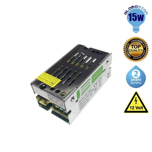 LED Τροφοδοτικό DC 15W 12V 1.25 Ampere IP20 GloboStar 74550