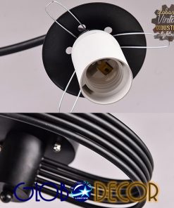 GloboStar® SELINA 01089 Μοντέρνο Φωτιστικό Οροφής Τρίφωτο Μαύρο Μεταλλικό με Λευκό Γυαλί Φ60 x Y45cm 10 6810b2 01089 01090