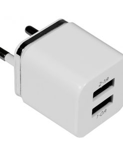 Alternative view of Φορτιστής USB 2 Θέσεων Wall Adapter 2.1A & 1A 5V DC Λευκός με Χρώμιο GloboStar 69996