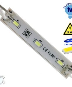 20 x Τεμάχια LED Module 3 SMD 5730 Samsung Chip 1.30W 12V Ψυχρό Λευκό 6000k GloboStar 65006