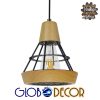 GloboStar® WOODY 01133 Μοντέρνο Κρεμαστό Φωτιστικό Οροφής Μονόφωτο Μπεζ Ξύλινο με Μεταλλικό Πλέγμα Φ19 x Y22cm 2 6d097b 01133 001