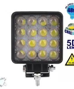 Προβολέας LED Εργασίας 5D Τετράγωνος 48W 10-30V 6720lm 30° Αδιάβροχος IP65 Ψυχρό Λευκό 6000k GloboStar 50100