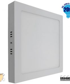 Πάνελ PL LED Οροφής Εξωτερικό Τετράγωνο 20W 230v 1820lm 180° Θερμό Λευκό 3000k GloboStar 01889