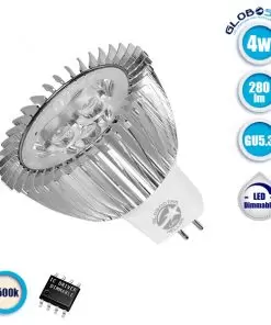 Λάμπα LED Σποτ MR16 GU5.3 3W 12V 280lm 45° Φυσικό Λευκό 4500k GloboStar 77454