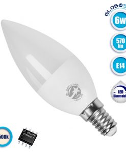 Λάμπα LED E14 Κεράκι C37 6W 230V 570lm 260° Φυσικό Λευκό 4500k Dimmable GloboStar 77457