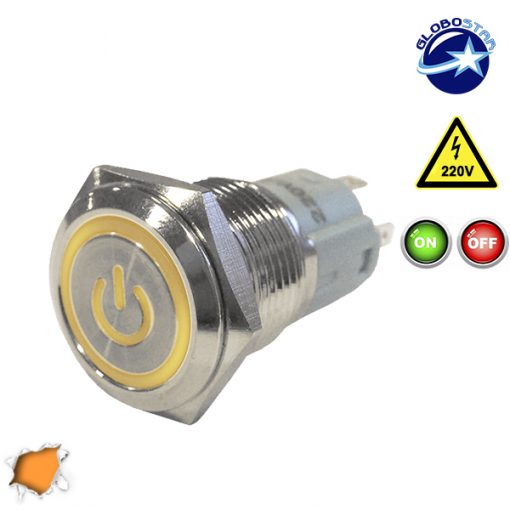 Διακοπτάκι LED ON/OFF 230 Volt 4 Ampere Πορτοκαλί GloboStar 05044