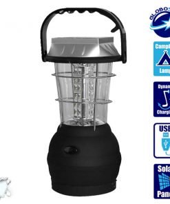 Αυτόνομο Ηλιακό Φωτοβολταϊκό Φορητό Φανάρι Camping Ρεύματος Μπαταρίας Μανιβέλας LED Ψυχρό Λευκό 6000k GloboStar 07001