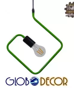 GloboStar® KIDDY RHOMBUS 01096 Μοντέρνο Κρεμαστό Φωτιστικό Οροφής Μονόφωτο Πράσινο Μεταλλικό Φ31 x Y100cm