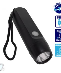 Αυτόνομος Φορητός Φακός USB LED με Δυναμό Φόρτισης και Μπαταρίες GloboStar 07019