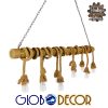 GloboStar® MAUI 01114 Vintage Κρεμαστό Φωτιστικό Οροφής Πολύφωτο Καφέ Ξύλινο Bamboo με Μπεζ Σχοινί Μ150 x Π14 x Υ75cm 1 8070ae 01114 001
