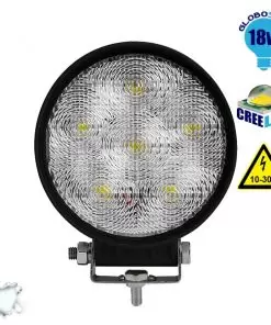 Προβολέας LED Εργασίας Στρογγυλός 18W 10-30V 2520lm 30° Αδιάβροχος IP65 Ψυχρό Λευκό 6000k GloboStar 29991