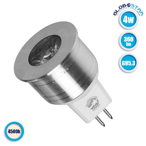Λάμπα LED Σποτ MR11 GU5.3 4W 10V-30V 360lm 35° Φυσικό Λευκό 4500k GloboStar 88958