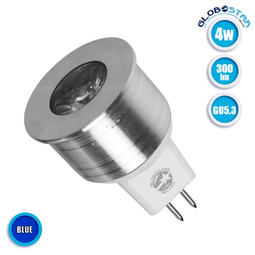 Λάμπα LED Σποτ MR11 GU5.3 4W 10V-30V 300lm 35° Μπλε GloboStar 88963