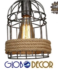 GloboStar® LILO 01149 Vintage Κρεμαστό Φωτιστικό Οροφής Τρίφωτο Καφέ Ξύλινο Bamboo με Μπεζ Σχοινί Μ80 x Π15 x Υ100cm 13 899c28 01149 2