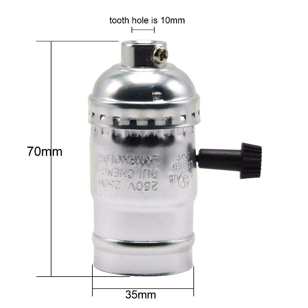 Vintage Industrial Retro E27 Ασημί Ντουί με Διακόπτη DIY GloboStar 90017 5 Vintage Industrial Retro E27 Ασημί Ντουί με Διακόπτη DIY GloboStar 90017 - Image 3