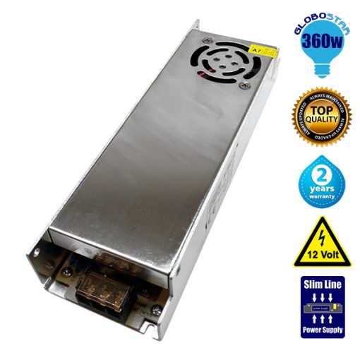 LED Τροφοδοτικό Slim Series DC 360W 12V 30 Ampere IP20 GloboStar 03005