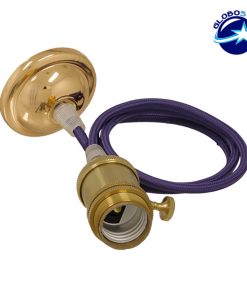 Κρεμαστό Φωτιστικό με Υφασμάτινο Μωβ Καλώδιο και Χρυσό Ντουί  Ε27 GloboStar 90004