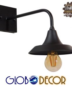 GloboStar® PHIA 01122 Vintage Industrial Φωτιστικό Τοίχου Απλίκα Μονόφωτο Μαύρο Μεταλλικό Καμπάνα Φ17 x Μ27 x Π17 x Υ20.5cm