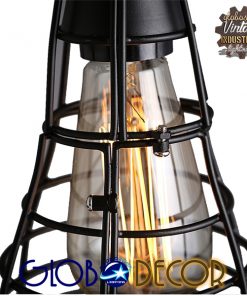 Alternative view of GloboStar® DROPS 01059 Vintage Industrial Κρεμαστό Φωτιστικό Οροφής Πολύφωτο Μαύρο Μεταλλικό Πλέγμα