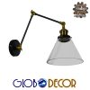 GloboStar® OLIVIA 01068 Vintage Φωτιστικό Τοίχου Απλίκα Μονόφωτο με Σπαστό Μεταλλικό Βραχίονα και Γυάλινη Καμπάνα Φ19 x Μ63 x Π19 x Υ77cm