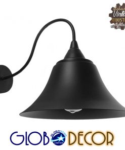 GloboStar® BELL 01038 Vintage Industrial Φωτιστικό Τοίχου Απλίκα Μονόφωτο Μαύρο Καμπάνα Φ30 x Μ35 x Π30 x Υ30cm