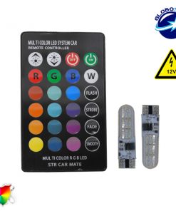 Σετ 2 Τεμάχια T10 6 SMD 5050 RGB με Ασύρματο Χειριστήριο GloboStar 54345