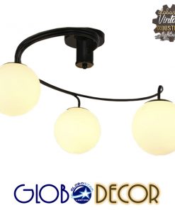 GloboStar® SELINA 01089 Μοντέρνο Φωτιστικό Οροφής Τρίφωτο Μαύρο Μεταλλικό με Λευκό Γυαλί Φ60 x Y45cm 11 a1ee5d 01089 2