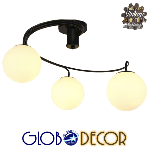 GloboStar® SELINA 01089 Μοντέρνο Φωτιστικό Οροφής Τρίφωτο Μαύρο Μεταλλικό με Λευκό Γυαλί Φ60 x Y45cm 7 GloboStar® SELINA 01089 Μοντέρνο Φωτιστικό Οροφής Τρίφωτο Μαύρο Μεταλλικό με Λευκό Γυαλί Φ60 x Y45cm - Image 5