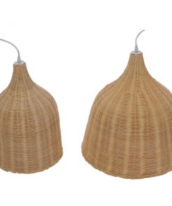 GloboStar® BAHAMAS 01203 Vintage Κρεμαστό Φωτιστικό Οροφής Μονόφωτο Μπεζ Ξύλινο Ψάθινο Bamboo Φ45 x Υ47cm 19 a6b244 01202 004