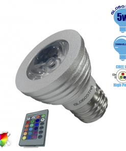 Λάμπα LED Σποτ E27 5W 230V 325lm 35° με Ασύρματο Χειριστήριο RGB GloboStar 47722